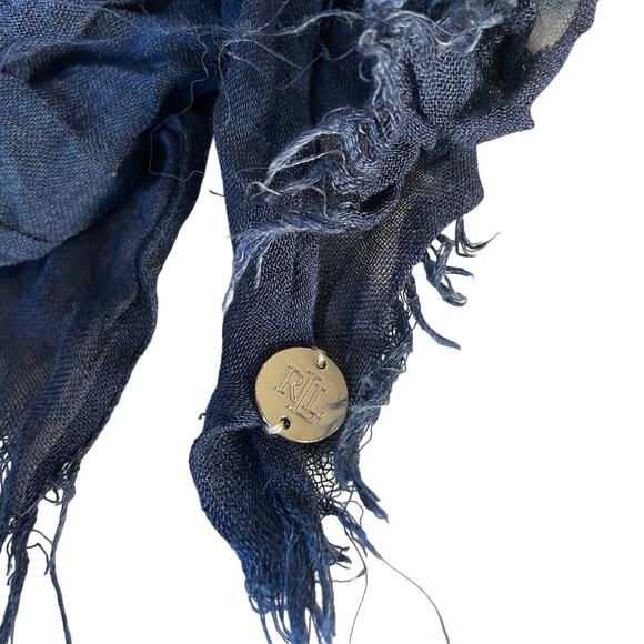 Lauren Ralph Lauren Womens Floral Scarf Sheer Blue Designer 26” x 68” - Picture 5 of 7